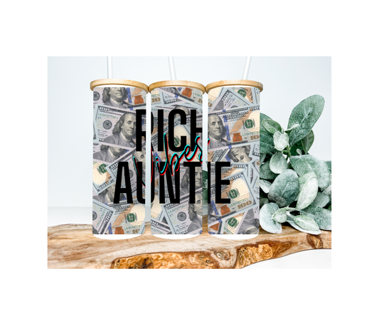 Rich Auntie Vibes Frosted Glass Tumbler