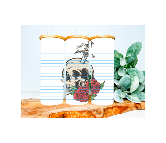 Skull Notebook Frosted Glass Tumbler